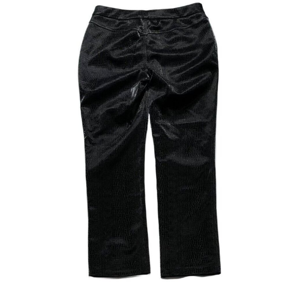 SALT Black Textured Faux Crocodile Pants Straight Leg Mid Rise Womens Size S